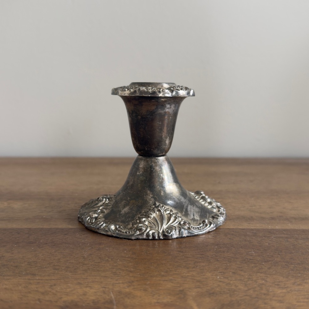 baroque-style silver-plated candlestick from Godinger